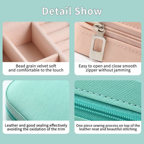 Small PU Leather Jewelry Box Portable Travel Jewellery Ornaments Storage Case - Picture 6 of 7